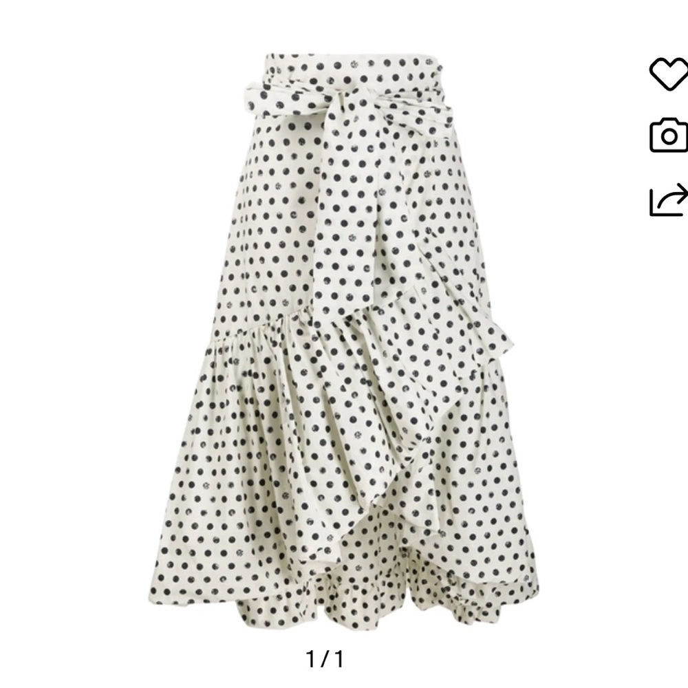 Pinko Asymmetrical Polka Dot Skirt in Black and White